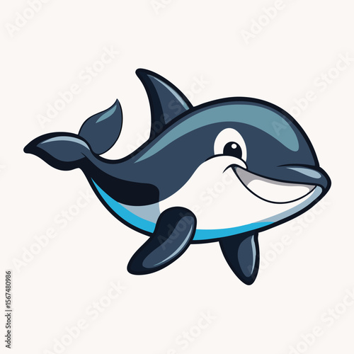 Killer whale. Marine animal. A big oceanic fish Minimalist concept vector illustration