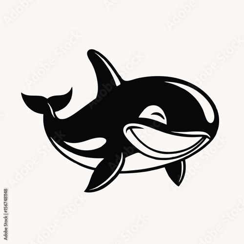 cute killer whale spray the water. isolated cartoon animal Creative vector Silhouette illustration