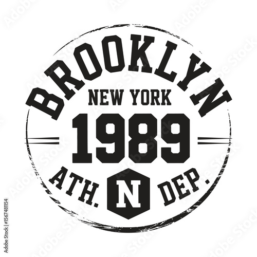New York, Brooklyn typography, badge for t-shirt print. Varsity style t-shirt graphics. Vector
