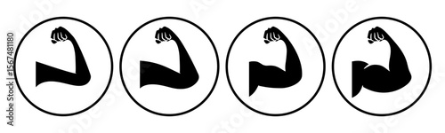 Skinny Arms to Muscular Arms icon set illustration vector. Inside circle