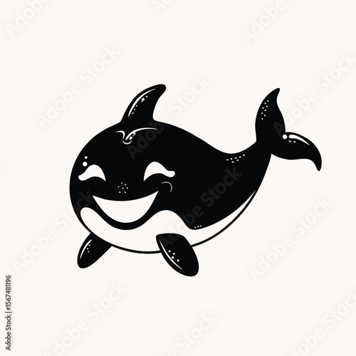 cute killer whale spray the water. isolated cartoon animal Creative vector Silhouette illustration