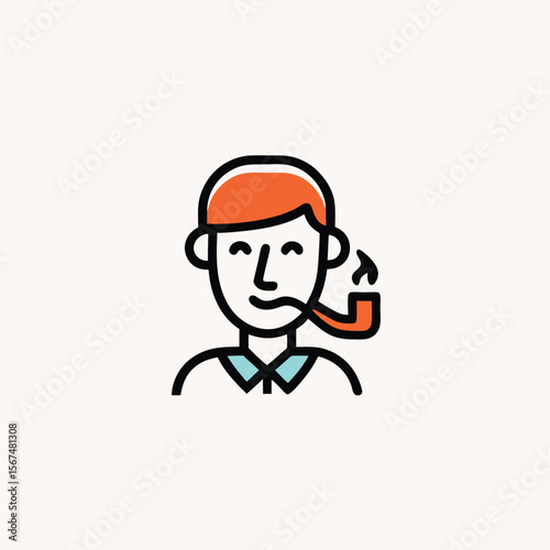 Vintage sailor smoking cigar illustration