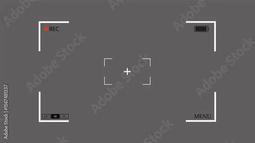 Camera Frame Viewfinder Overlay on Black Background. Vector