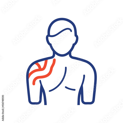 Shoulder Pain Icon Representing Acute Muscle Strain