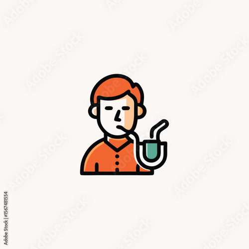 Vintage sailor smoking cigar illustration