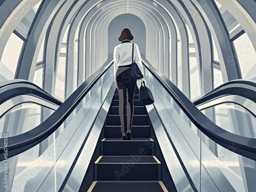 people on escalator