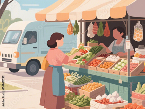 young woman at the market