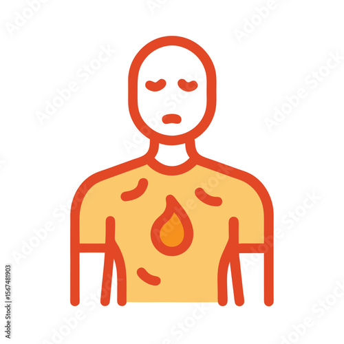 Skin Burning Sensation Icon with Rash and Allergy