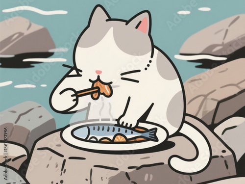 cat and fish