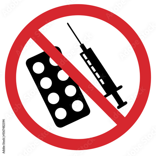 It is prohibited to bring medications and syringes into this area with a warning sign