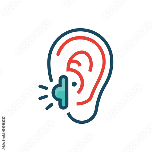 Earache Color Line Icon for Ear Infection and Discomfort