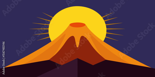 Golden sun setting over Egyptian desert pyramids and mountains landscape