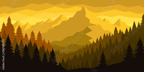 A breathtaking mountain landscape at sunrise or sunset, featuring a serene sky, a tranquil forest, and a majestic view of peaks shrouded in mist or fog, with golden sunrays illuminating the winter sno