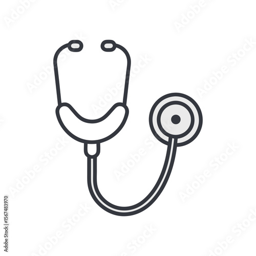 Stethoscope Icon, Minimalist Vector Symbol for Medical Diagnostics and Patient Care