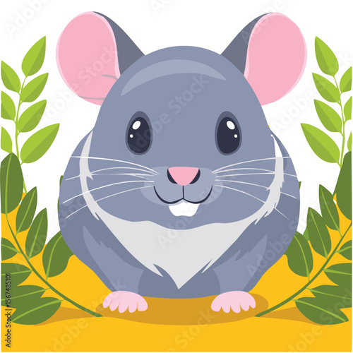 Cute chinchilla flat vector