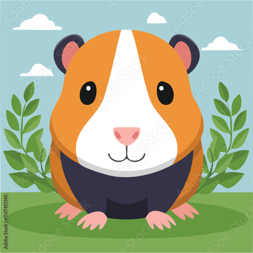 Cute guinea pig flat vector