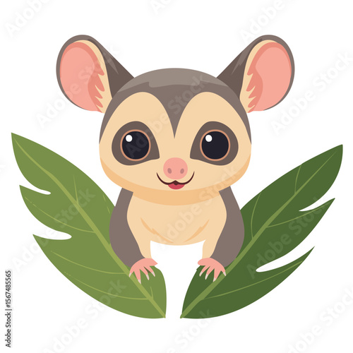 Cute sugar glider flat vector