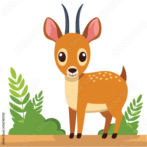 Cute dik dik flat vector
