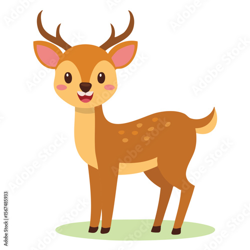 Cute barking deer flat vector