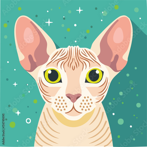 Cute maine coon cat flat vector