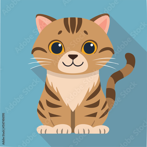Cute scottish fold cat flat vector