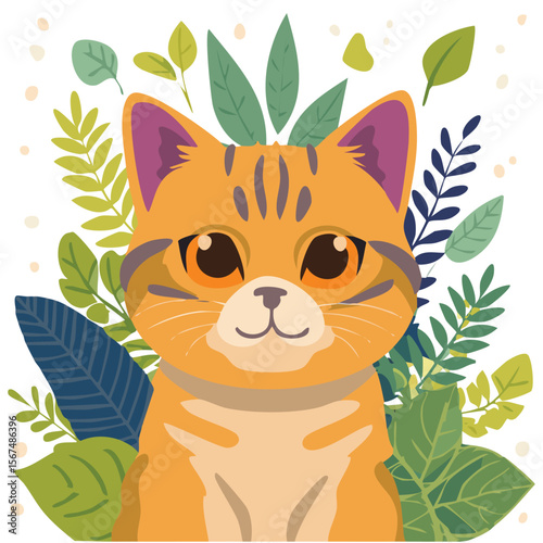 Cute exotic shorthair cat flat vector