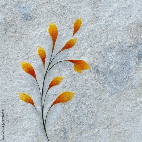 Orange and Yellow Leaves on Gray Textured Background