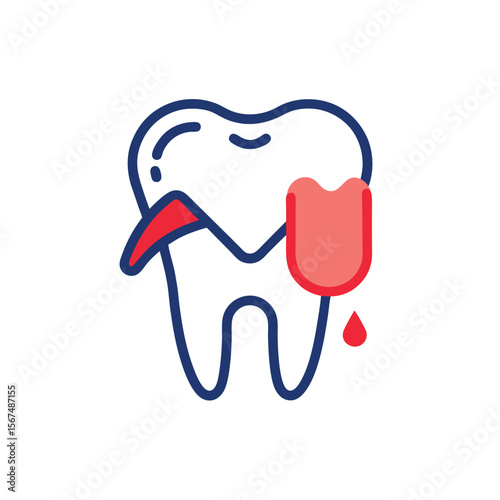 Gums Bleeding Icon for Dental Infection and Oral Pain