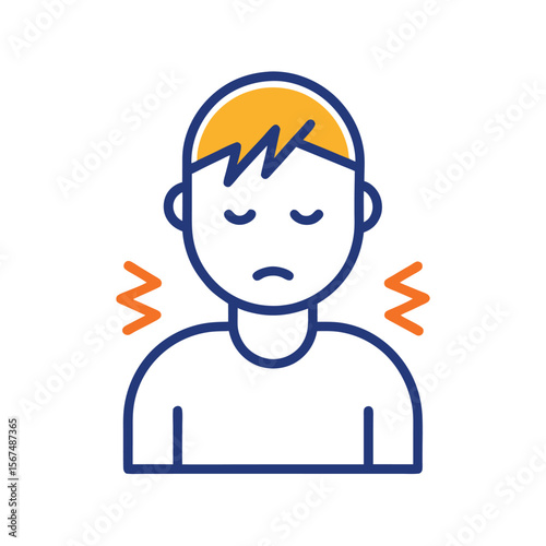 Headache Color Line Icon Representing Migraine and Tension