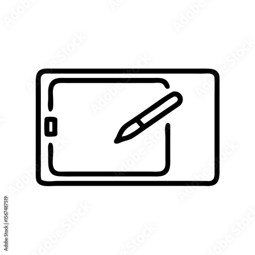 Tablet with stylus for digital drawing and design concept of icon  