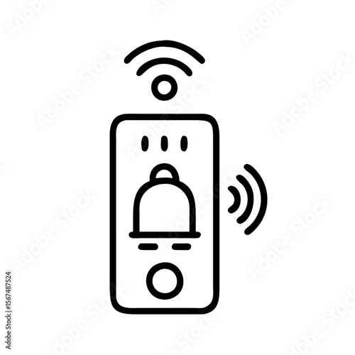 Smart doorbell icon with sound waves in minimalist design  