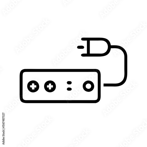 Surge protector with plug connected on white background  