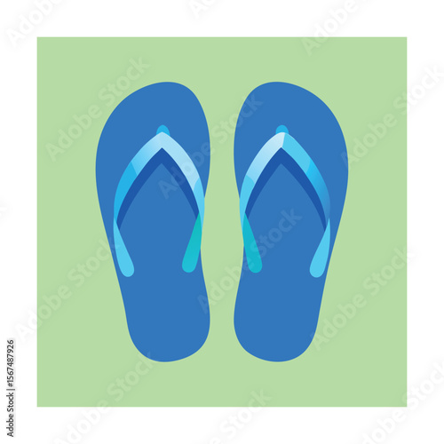 Minimalist Blue Flip Flops Vector Design for Summer