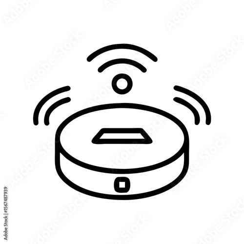 Robot vacuum cleaner icon with signal waves symbolizing connectivity  