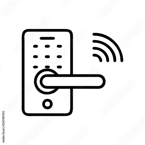Smart lock with touchscreen and wireless access concept of icon  