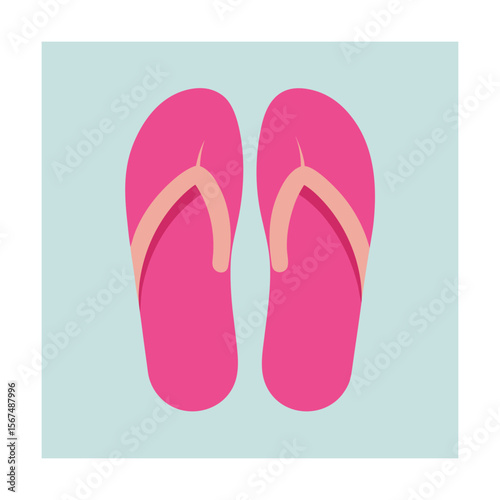 Minimalist Pink Flip Flops Top View Illustration