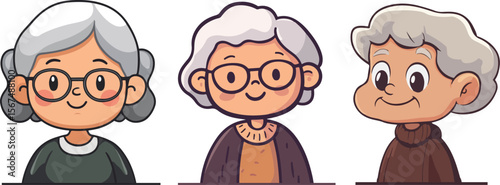 Cartoon grandma illustration material
