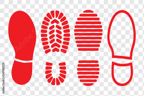 Human footprint shoe print icon and silhouette graphic resourse elements vector design barefoot