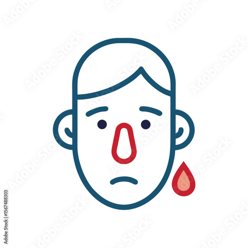 Nose Bleeding Icon Showing Sinus Burst or Injury