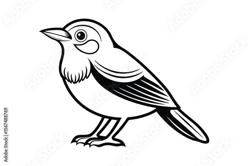 A solid black silhouette of a small songbird white avian