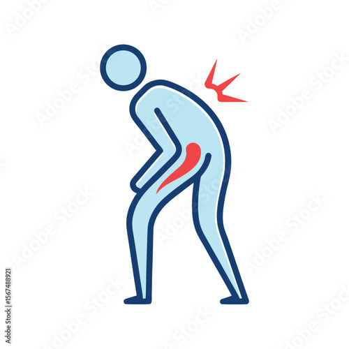 Sciatica Pain Icon Showing Nerve Pain Down the Leg