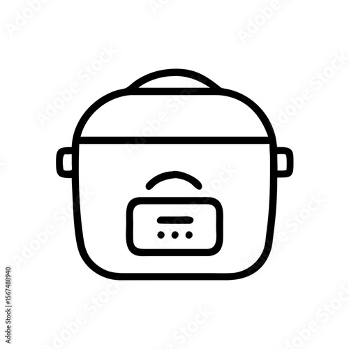 Rice cooker icon in minimalist style with simple line design  