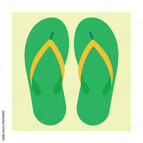 Green Flip Flops Minimal Beachwear Illustration