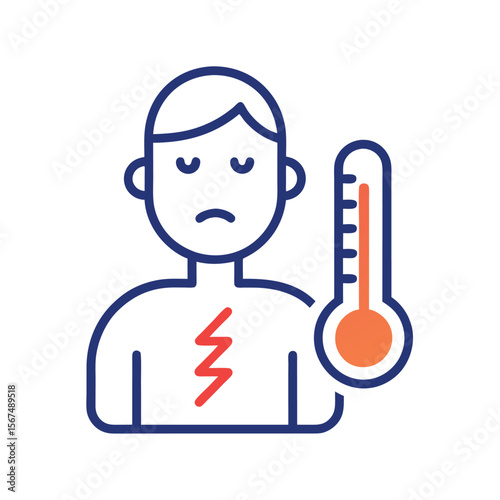 Sudden Fever Icon with High Temperature Symbol