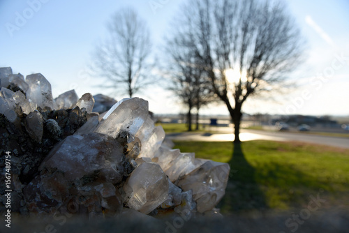 Crystals refract the winter sunrise