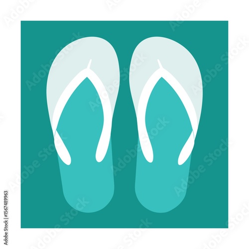 Two Tone Flip Flops Teal and White Contrast