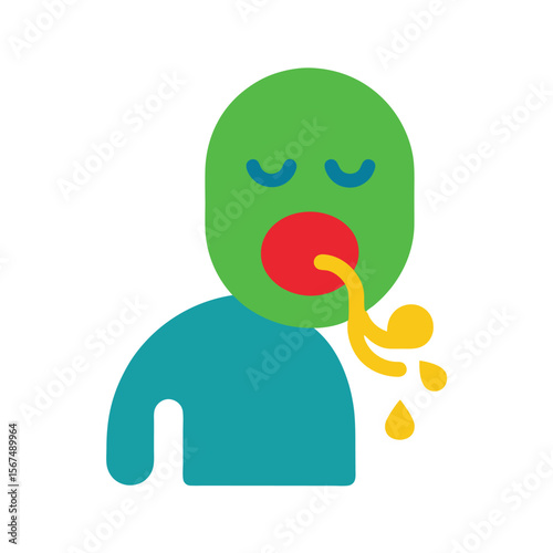 Vomiting Icon for Sickness or Food Poisoning