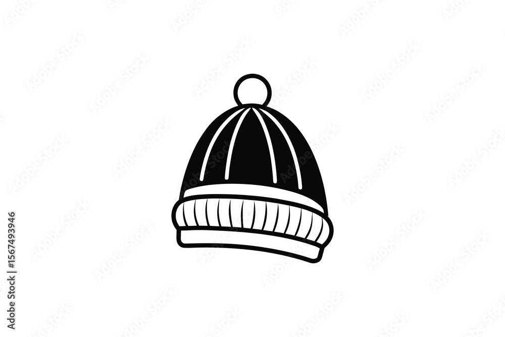 Fototapeta premium Simple Black and White Winter Hat Icon Illustration Isolated