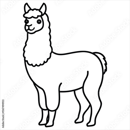 Cute Outline Drawing of a Llama for Coloring or Digital Use
