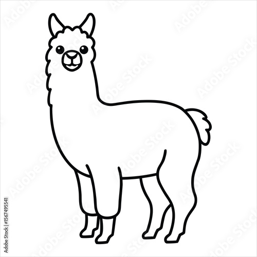 Cute Outline Drawing of a Llama for Coloring or Digital Use
